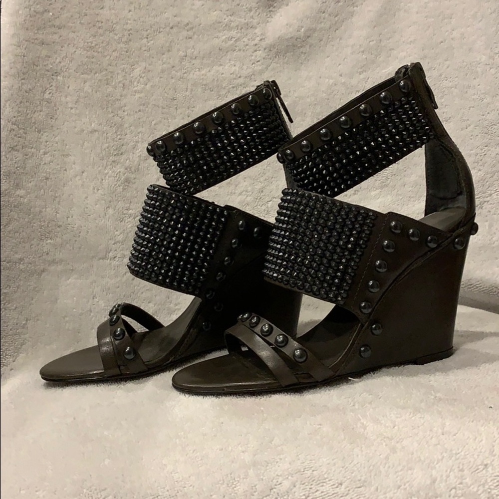 ASH Ankle strap gray wedge sandals